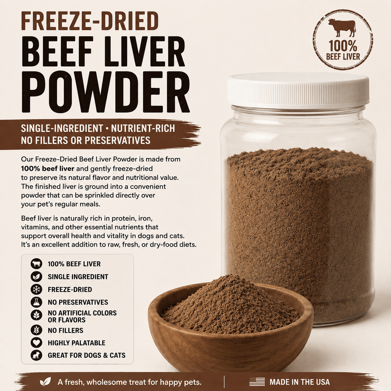 Private Label Beef Liver Powder Freeze Dried - Totally Raw