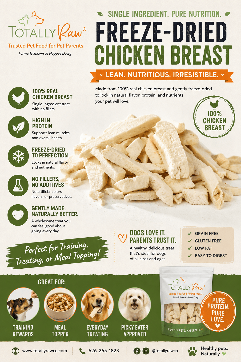 Private Label Sliced Chicken Breast Freeze Dried - Totally Raw